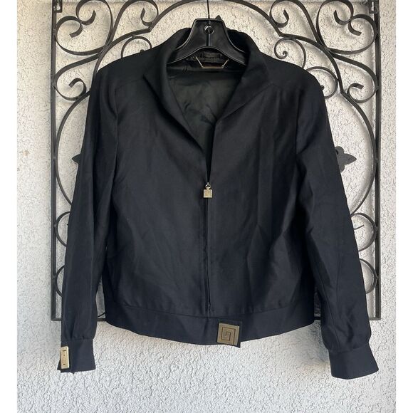 Gianni Versace 90’s Lightweight Track Jacket W/ Gold Adornments - Small - Black - Picture 1 of 14